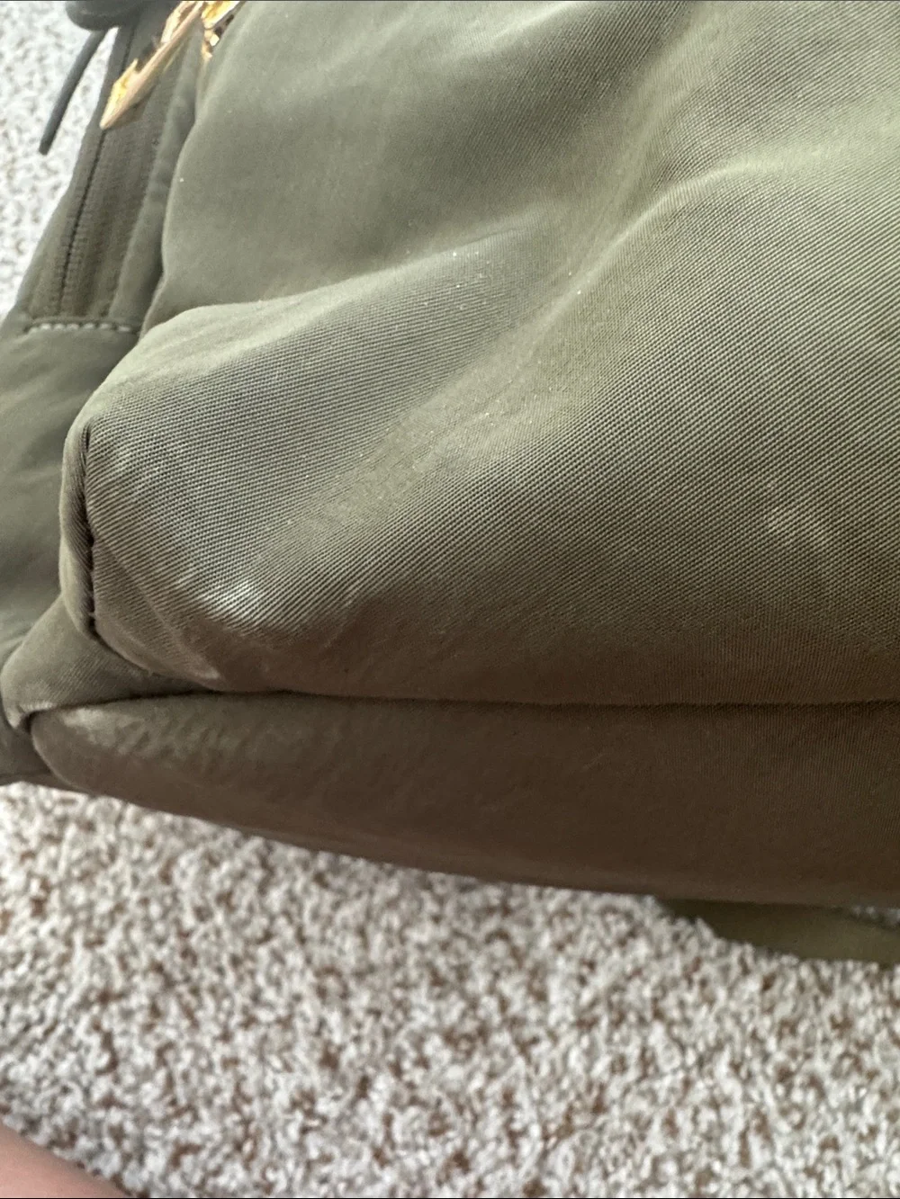 Tumi Olive Green Nylon Backpack with Gold Hardware